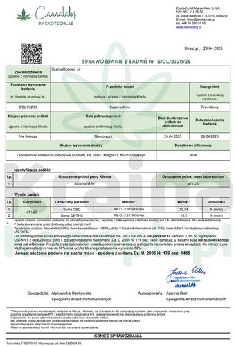 CBD SUSZ KONOPNY BLUEBERRY PRODUKT NATURALNY 20 g na Arena.pl