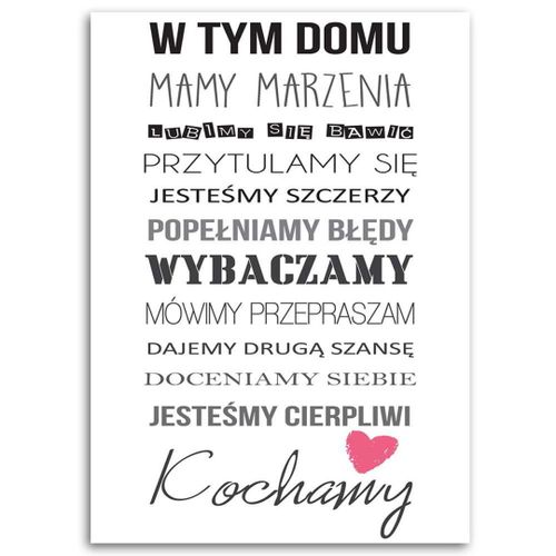 Emaga Obraz na płótnie, W tym domu typografia - 60x90 na Arena.pl