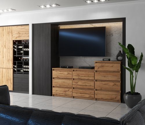 Komoda 10 Szuflad Pojemna Szafka Pod Telewizor Stolik Rtv 160cm Dąb Wotan na Arena.pl