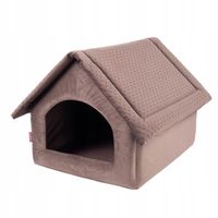 MATERIAŁOWY DOMEK BUDA LEGOWISKO DLA PSA BRĄZOWY VELVET R.4