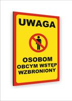 Tabliczka znak informacyjny 20X15 UWAGA OSOBOM OBCYM WSTĘP WZBRONIONY