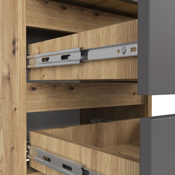 Szafka nocna CL3 40 cm 3 szuflady do sypialni - Dąb Artisan Szara zdjęcie 4