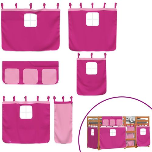 Łóżko piętrowe z zasłonkami, różowe, 90x200 cm, drewno sosnowe na Arena.pl