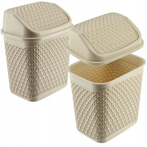 KADAX Kosz Na Śmieci Łazienkowy Beżowy 6,2L Uchylny Pojemnik na Arena.pl