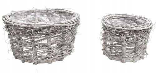 Kosz wiklinowy komplet 2 szt osłonka na kwiaty, stroiki kompozycje na Arena.pl