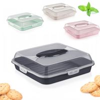 pojemnik na ciasto kwadratowy 35cm plastikowy z pokrywą placki