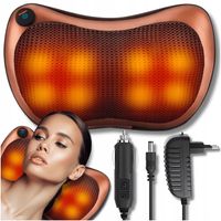 Poduszka masażer szyji shiatsu, relaks plecy ciało kark, 2 ładowarki