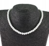 NASZYJNIK PERŁY SZKLANE BIAŁE 6 MM