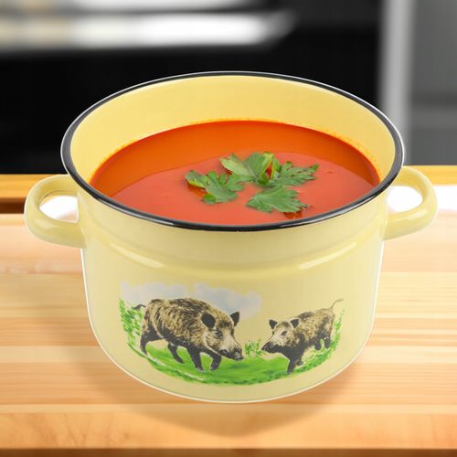 GARNEK EMALIOWANY 9 L Z POKRYWKĄ WZÓR DZIK DO GOTOWANIA POTRAW PRZETWORÓW na Arena.pl