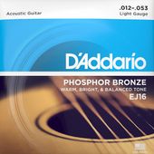 Struny do gitary akustycznej akustyka Phosphor Bronze Daddario EJ16 12-53