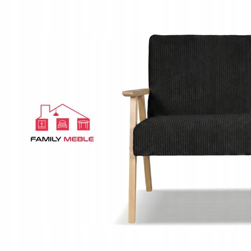 Sofa w stylu PRL retro vintage SOLER Family Meble czarny sztruks Anafi na Arena.pl