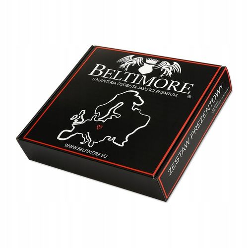 Zestaw prezentowy męski skórzany pasek portfel czarny pudełko na Arena.pl