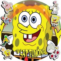 OPŁATEK NA TORT 30CM - SPONGEBOB BAJKA + IMIĘ + GRATIS! 24CM 26CM