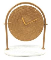 Okrągły Zegar metalowy na marmurowej podstawie - 4130