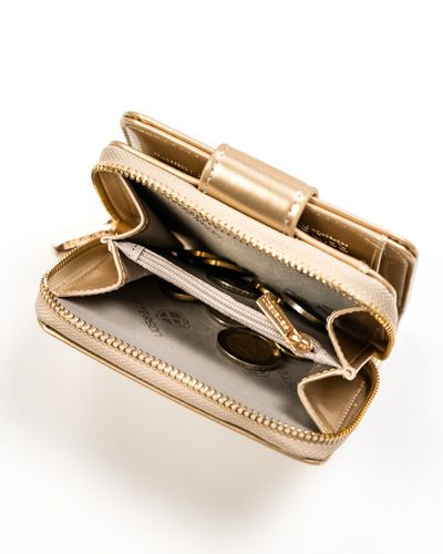 mały portfel damski ze skóry ekologicznej na zatrzask i suwak - peterson na Arena.pl