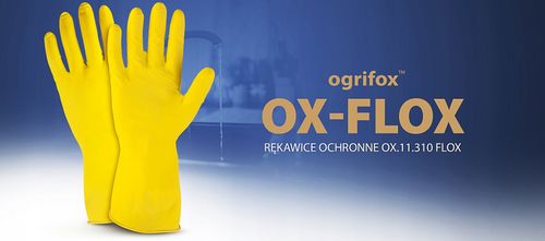rękawice ochronne gumowe flokowane / żółte / rozmiar: 7-s / ox-flox_s na Arena.pl