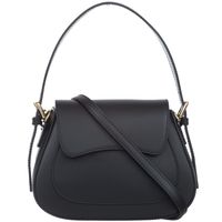 VERA PELLE torebka damska skórzana kuferek z paskiem na ramię V503 czarna