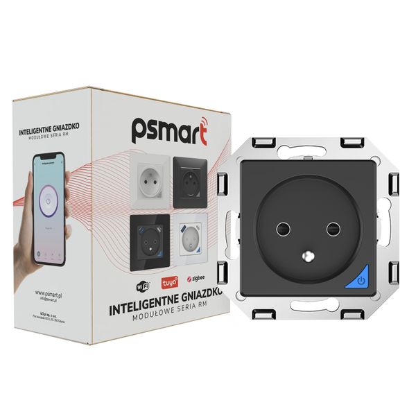 Inteligentne gniazdo z pomiarem prądu ZigBee TUYA PSMART czarne zdjęcie 1