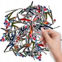 NAKLEJKI NA ZESZYT NALEPKA Z POSTACIAMI SKOKI NARCIARSKIE WZORY 6 SZT