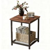 Stolik kawowy kwadratowy pomocniczy boczny z półką retro vintage loft 55 cm