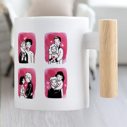 Kubek z nadrukiem - 330ml bambusowa pokrywka i uszko na Arena.pl