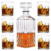 Zestaw do whisky karafka 850 ml 6 szklanek 280 ml komplet na prezent