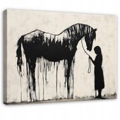 OBRAZ ABSTRAKCJA BANKSY NOWOCZESNY DO SYPIALNI SALONU NA PŁÓTNIE 120x80