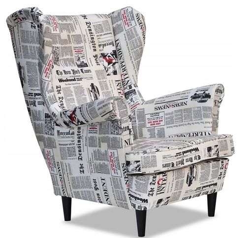 Fotel uszak ARI PRINT skandynawski Family Meble gazeta wzór design na Arena.pl