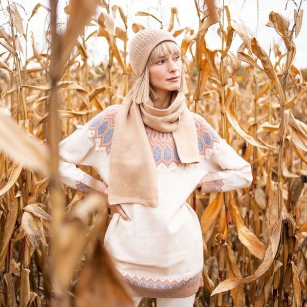 Komplet czapka i szalik Morning fog - klasyczny damski, męski Brązowy zdjęcie 5