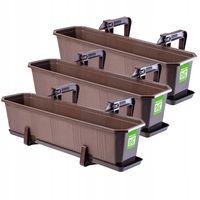 KADAX 3x Skrzynka Balkonowa 60cm Doniczka Uchwyty