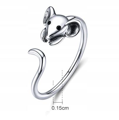 Pierścionek mysz myszka srebrny 925 regulowany zdjęcie 3