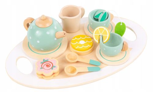 DREWNINAY ZESTAW DO HERBATY DLA DZIECI KINDERPLAY AKCESORIA + TACA na Arena.pl