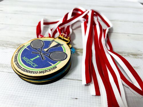 MEDAL drewniany 8 cm z twoim napisem nadrukiem UV personalizowany na Arena.pl