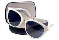 DAMSKIE BIAŁE OKULARY PRZECIWSŁONECZNE KOCIE OCZY Z POLARYZACJĄ FILTR UV400