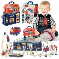 Kolejka elektryczna dla dzieci 2w1 składana w walizce 154 el Pociąg Kolejka