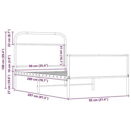 Łóżko bez materaca, 90x200 cm, dąb sonoma na Arena.pl