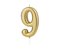 Świeczka urodzinowa cyfra "9", złota