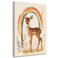 Obraz do pokoju dziecka niemowlaka, Sarenka sarna tęcza zwierzęta