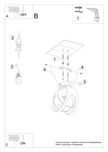Metalowy plafon pokojowy SL.1082 lampa sufitowa biała na Arena.pl
