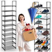 Szafka na obuwie slim regał metalowy składany stojak na obuwie czarna rama