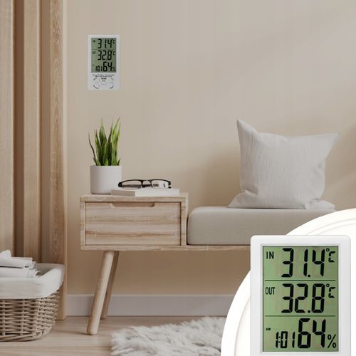 STACJA POGODOWA TERMOMETR ZEWNĘTRZNY HIGROMETR LCD ZEGAR Z SONDĄ na Arena.pl