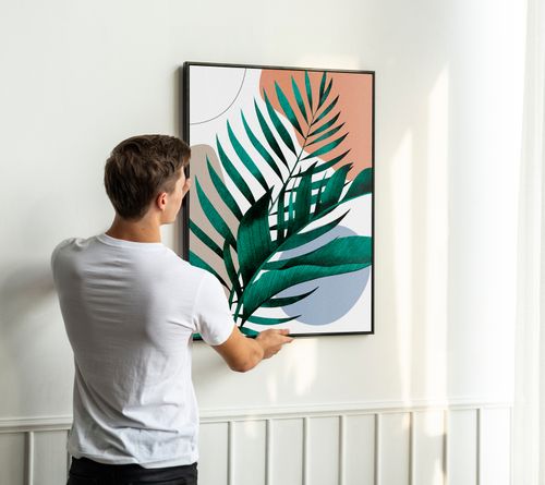 Plakat boho plakaty liście 21x30 cm w czarnej ramie na Arena.pl