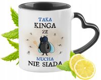 Dla Kingi Kubek Czarny Z Uszkiem W Kształcie Serca Na Prezent Z Nadrukiem