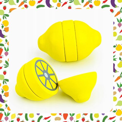 ZESTAW XXL DREWNIANE WARZYWA OWOCE DO KROJENIA NA MAGNES PREZENT DLA DZIECI na Arena.pl