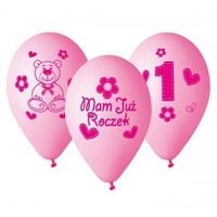 balony premium moje 1 urodziny różowe 12" szt