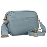 niebieska listonoszka damska crossbody z wąskim i szerokim paskiem