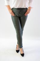 Spodnie z eko skóry Tenesa Oliwkowe UNI DUŻY