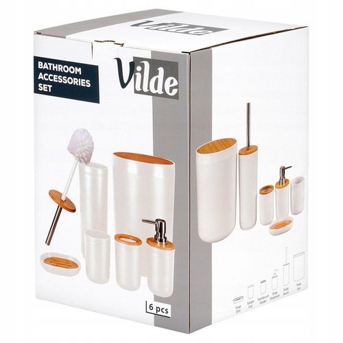 Zestaw ŁAZIENKOWY kubek szczotka WC kosz na śmieci dozownik mydła podstawka na Arena.pl