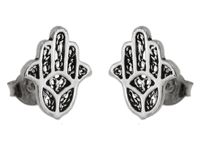 Eleganckie oksydowane srebrne kolczyki celebrytki dłoń ręka fatimy talizman srebro 925 K2753