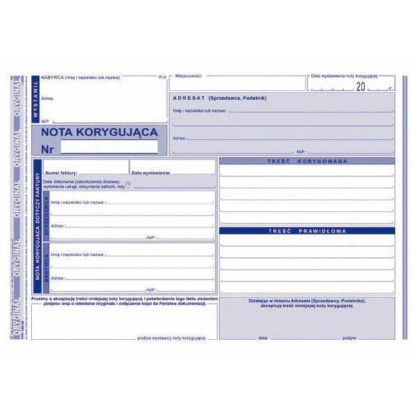 DRUK NOTA KORYGUJĄCA A5 108-3E zdjęcie 2